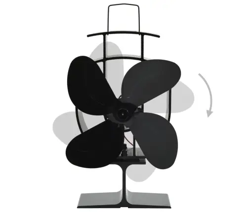 Šiluma Veikiantis Krosnelės Ventiliatorius, Juodas, 4 Mentės