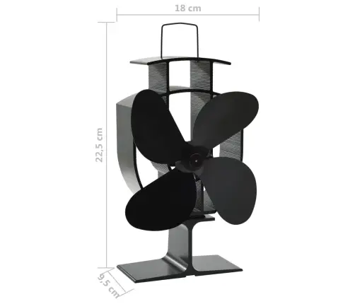 Šiluma Veikiantis Krosnelės Ventiliatorius, Juodas, 4 Mentės