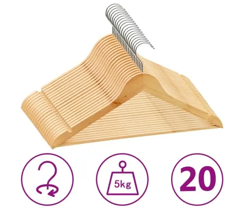 Drēbju Pakaramie, 20 Gab., Neslīdošs Cietkoks Vidaxl