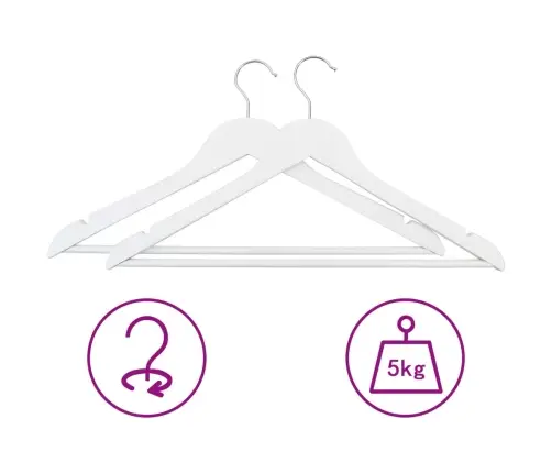 Drēbju Pakaramie, 100 Gab., Balti, Neslīdošs Cietkoks Vidaxl