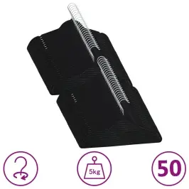 Drēbju Pakaramie, 50 Gab., Neslīdošs Samts, Melni Vidaxl