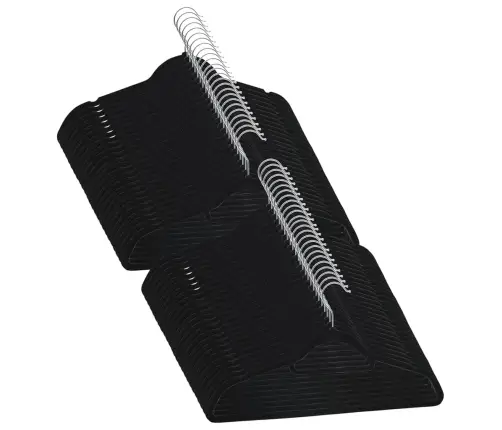 Pakabų Rinkinys, 50Vnt., Juodos Spalvos, Neslystantis Aksomas