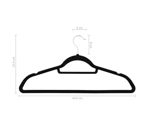 Pakabų Rinkinys, 50Vnt., Juodos Spalvos, Neslystantis Aksomas