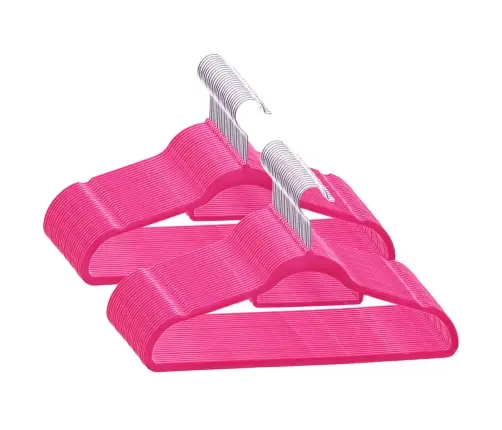 Drēbju Pakaramie, 50 Gab., Neslīdošs Samts, Rozā Vidaxl