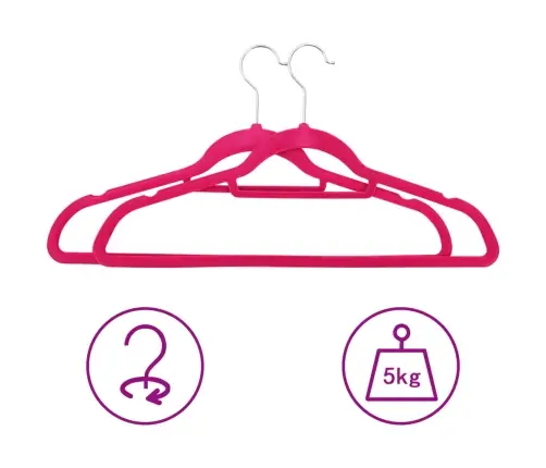 Drēbju Pakaramie, 50 Gab., Neslīdošs Samts, Rozā Vidaxl