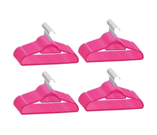 Drēbju Pakaramie, 100 Gab., Neslīdošs Samts, Rozā Vidaxl