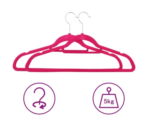 Drēbju Pakaramie, 100 Gab., Neslīdošs Samts, Rozā Vidaxl