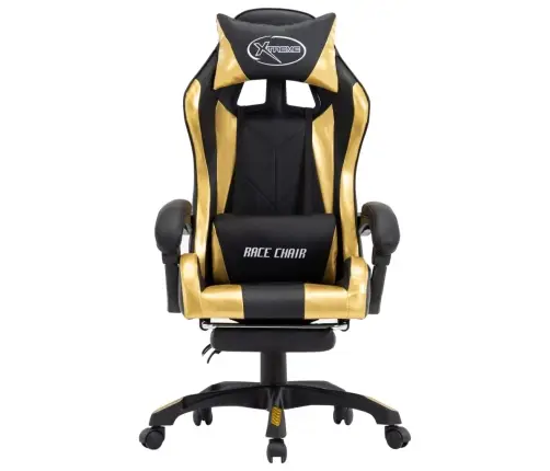 Võidusõidutool Jalatoega, Kuldne Ja Must, Kunstnahk