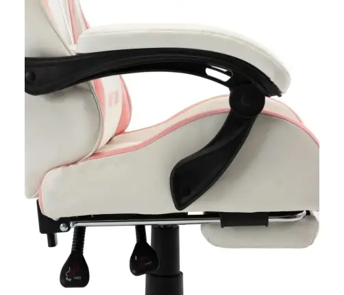 Žaidimų Kėdė Su Pakoja, Rožinė Ir Balta, Dirbtinė Oda