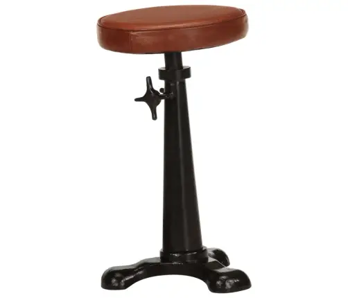 Bāra Krēsli, 2 Gab., Brūna Dabīgā Āda, Čuguns Vidaxl