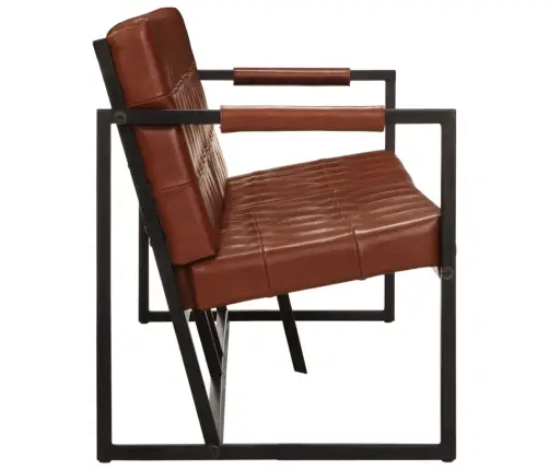 Trivietė Sofa, Rudos Spalvos, Tikra Ožkos Oda