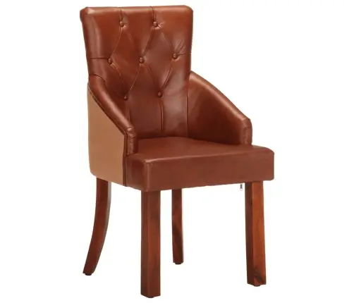 Valgomojo Kėdės, 2Vnt., Rudos Spalvos, Tikra Ožkos Oda