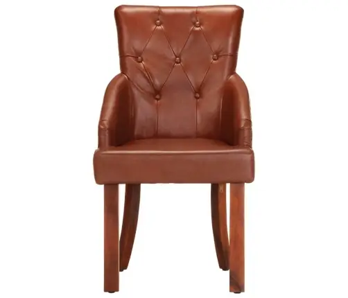 Valgomojo Kėdės, 2Vnt., Rudos Spalvos, Tikra Ožkos Oda