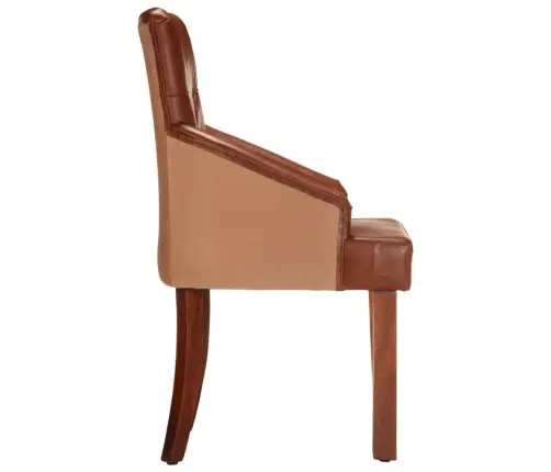 Valgomojo Kėdės, 2Vnt., Rudos Spalvos, Tikra Ožkos Oda