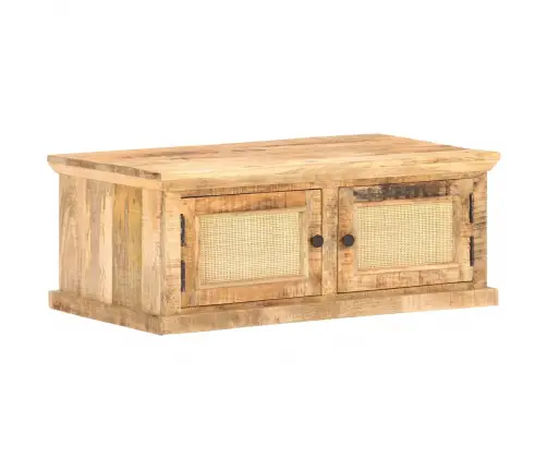 Kavos Staliukas, 90X50X35cm Mango Medienos Masyvas Ir Nendrės