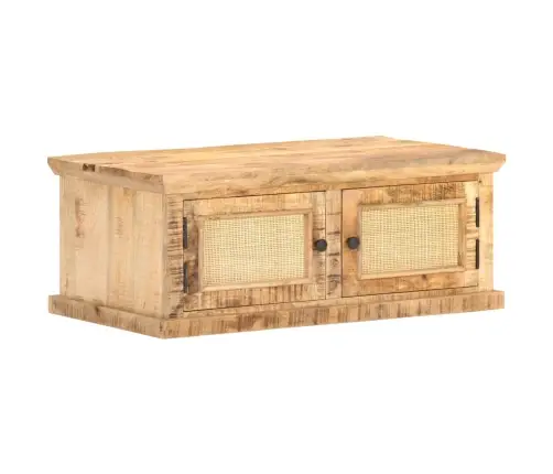 Kavos Staliukas, 90X50X35cm Mango Medienos Masyvas Ir Nendrės