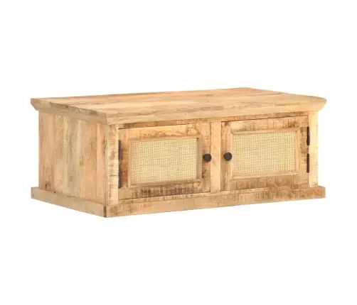 Kavos Staliukas, 90X50X35cm Mango Medienos Masyvas Ir Nendrės