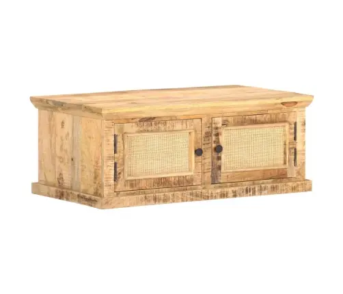 Kavos Staliukas, 90X50X35cm Mango Medienos Masyvas Ir Nendrės