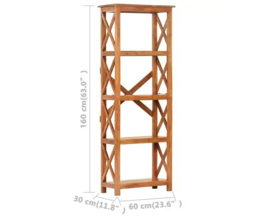 Grāmatplaukts, 60X30X160 Cm, Akācijas Masīvkoks, Medus Apdare Vidaxl