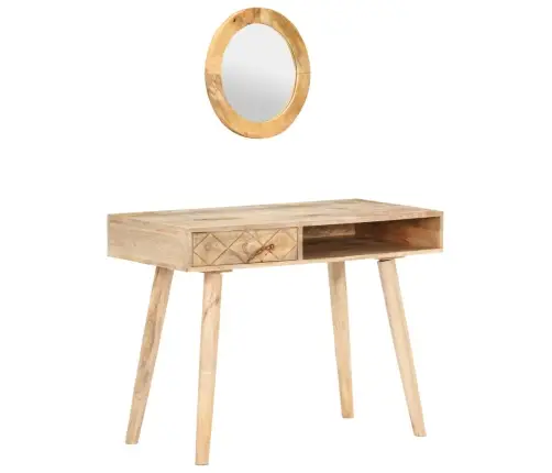 Tualetes Galdiņš Un Spogulis, 100X50X76 Cm, Mango Masīvkoks Vidaxl