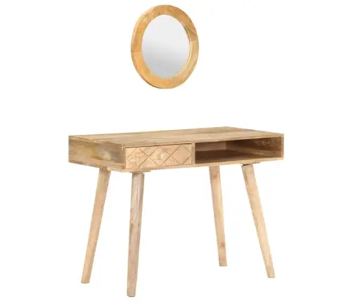 Tualetes Galdiņš Un Spogulis, 100X50X76 Cm, Mango Masīvkoks Vidaxl