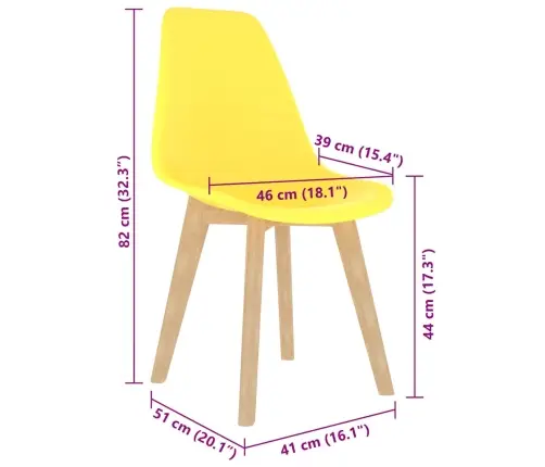 Virtuves Krēsli, 4 Gab., Dzeltena Plastmasa Vidaxl