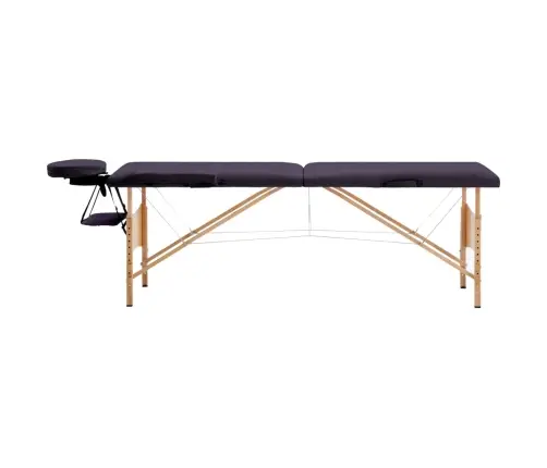 Sulankstomas Masažo Stalas, Violetinės Spalvos, Mediena, 2 Zonų