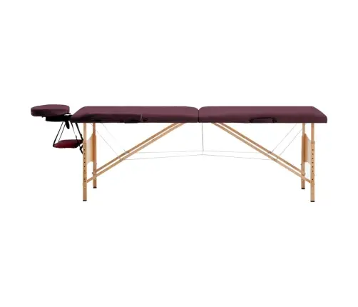 Sulankstomas Masažo Stalas, Vyno Violetinis, Mediena, 2 Zonų