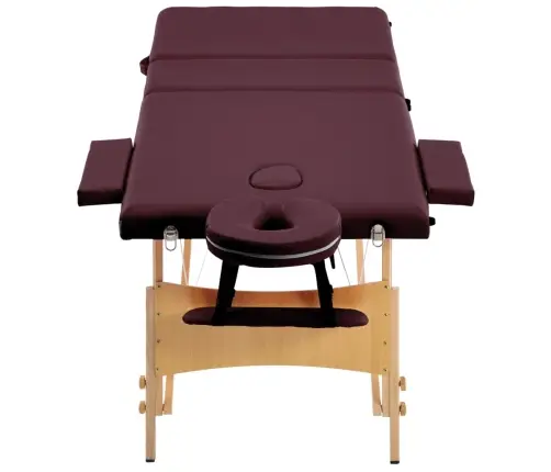 Kokkupandav Massaažilaud 3 Tsooniga, Puit, Veinililla