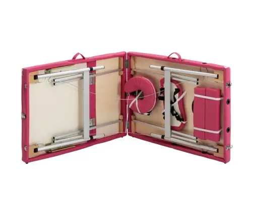 Saliekams Masāžas Galds, 3 Daļas, Alumīnijs, Rozā Vidaxl