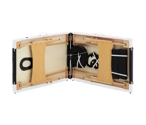 Saliekams Masāžas Galds, 2 Daļas, Koks, Melns Ar Baltu Vidaxl