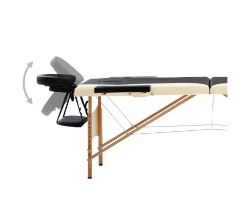 Saliekams Masāžas Galds, 2 Daļas, Koks, Melns Ar Bēšu Vidaxl