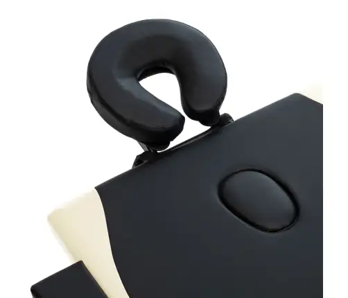 Saliekams Masāžas Galds, 2 Daļas, Koks, Melns Ar Bēšu Vidaxl