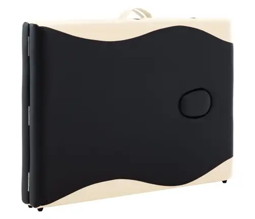 Saliekams Masāžas Galds, 2 Daļas, Koks, Melns Ar Bēšu Vidaxl