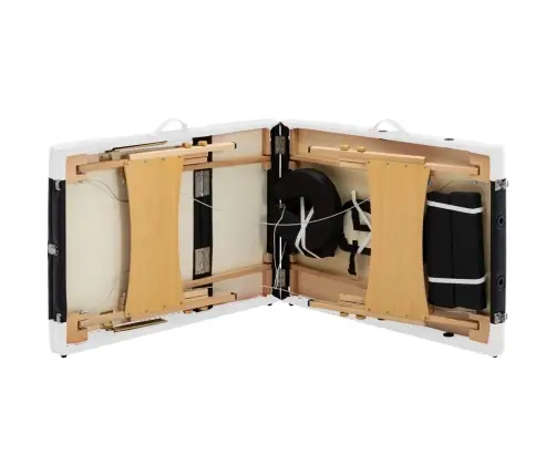 Saliekams Masāžas Galds, 3 Daļas, Koks, Melns Ar Baltu Vidaxl