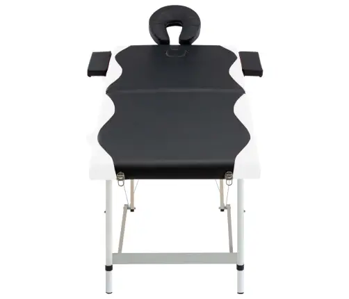 Saliekams Masāžas Galds, 2 Daļas, Alumīnijs, Melns Ar Baltu Vidaxl
