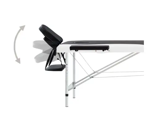 Saliekams Masāžas Galds, 2 Daļas, Alumīnijs, Melns Ar Baltu Vidaxl