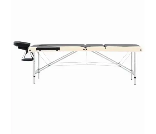 Saliekams Masāžas Galds, 3 Daļas, Alumīnijs, Melns Ar Bēšu Vidaxl