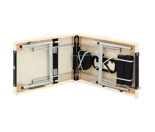 Saliekams Masāžas Galds, 3 Daļas, Alumīnijs, Melns Ar Bēšu Vidaxl