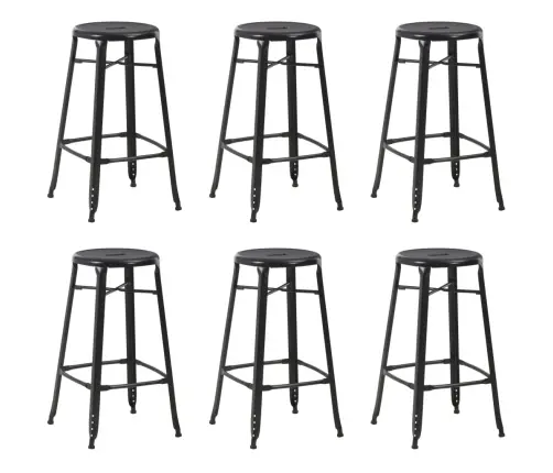 Bāra Krēsli, 6 Gab., Melns Tērauds Vidaxl