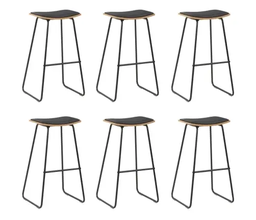 Baro Taburetės, 6Vnt., Juodos Spalvos, Dirbtinė Oda (3X280078)