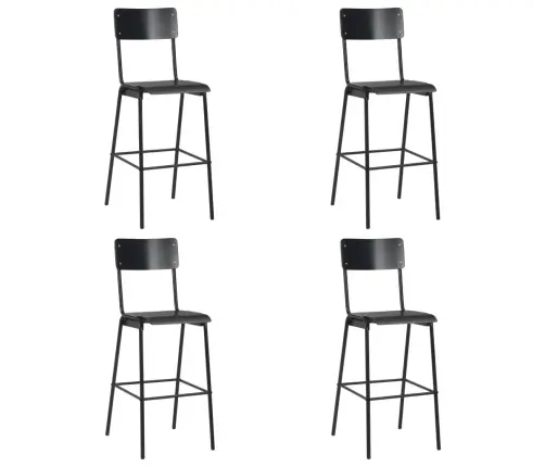 Bāra Krēsli, 4 Gab., Saplāksnis Un Tērauds, Melni Vidaxl