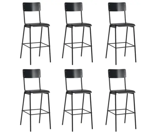 Bāra Krēsli, 6 Gab., Saplāksnis Un Tērauds, Melni Vidaxl