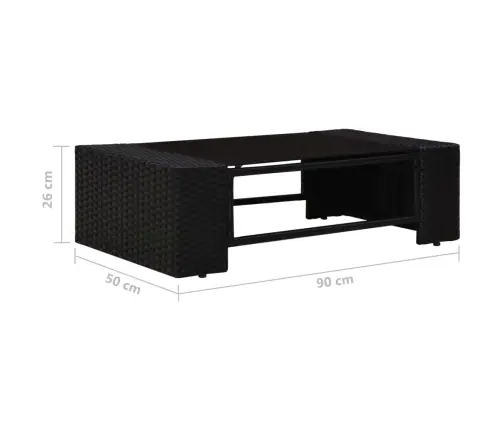 8-Osaline Aiamööblikomplekt, Polürotang, Must