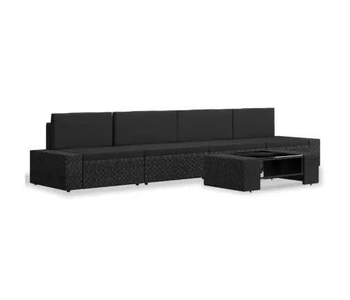 5-Daļīgs Dārza Atpūtas Mēbeļu Komplekts, Pe Rotangpalma, Melns Vidaxl