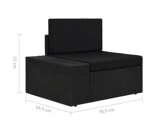 10-Daļīgs Dārza Atpūtas Mēbeļu Komplekts, Pe Rotangpalma, Melns Vidaxl