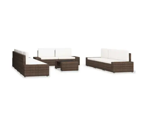 Sodo Poilsio Baldų Komplektas, 10 Dalių, Rudas, Poliratanas Sodo Poilsio Baldų Komplektas, 10 Dalių, Rudas, Poliratanas