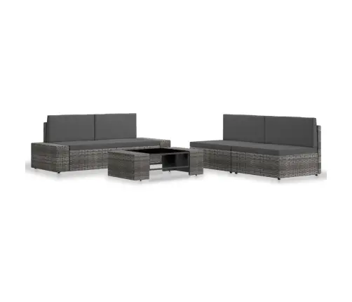 5-Daļīgs Dārza Atpūtas Mēbeļu Komplekts, Pe Rotangpalma, Pelēka Vidaxl