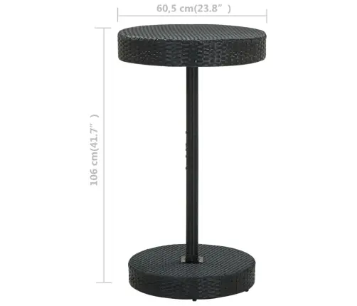 Sodo Staliukas, Juodos Spalvos, 60,5X106cm Poliratanas Sodo Staliukas, Juodos Spalvos, 60,5X106cm Poliratanas