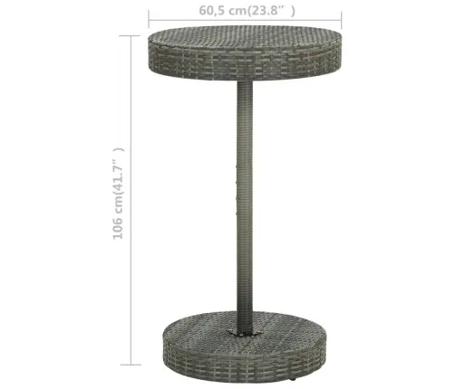 Dārza Galds, 60,5X106 Cm, Pelēka Pe Rotangpalma Vidaxl